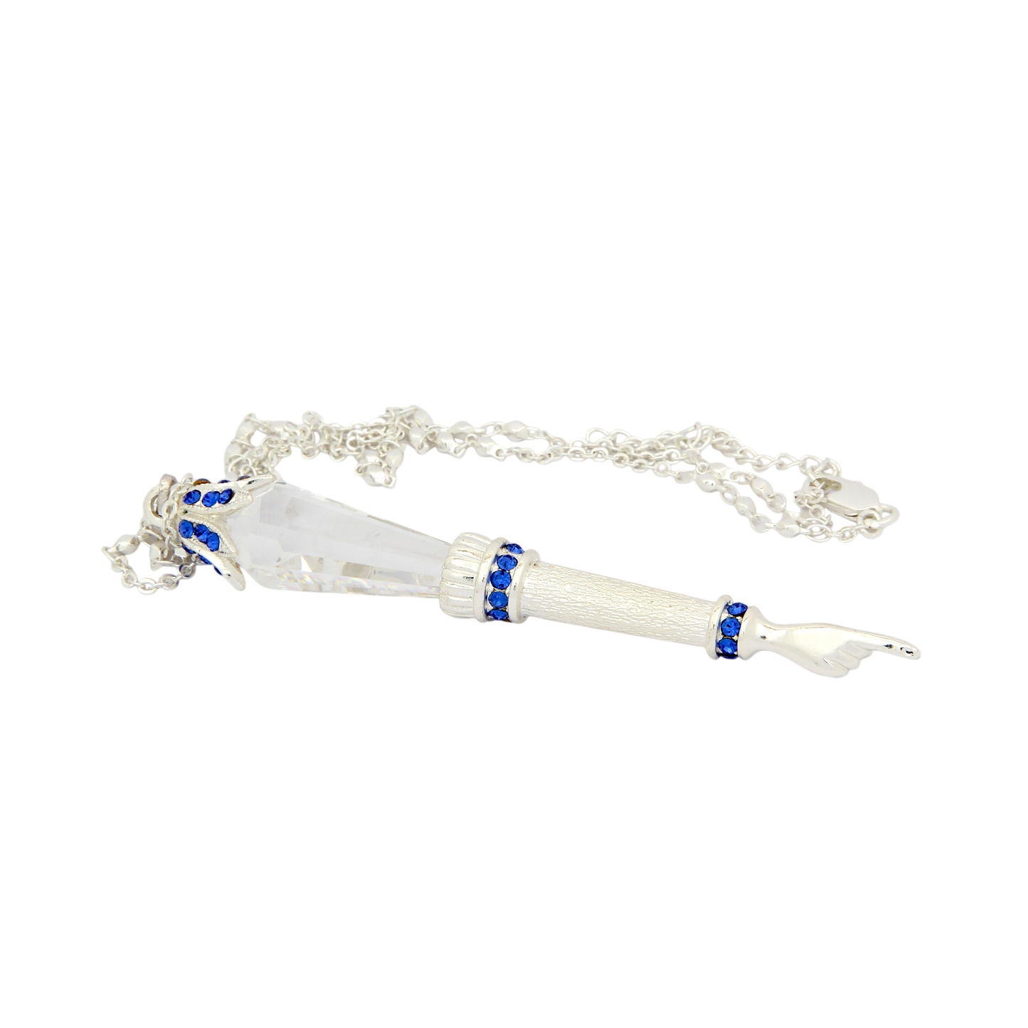 Crystal Torah Pointer Small - Silver plated - Sapphire