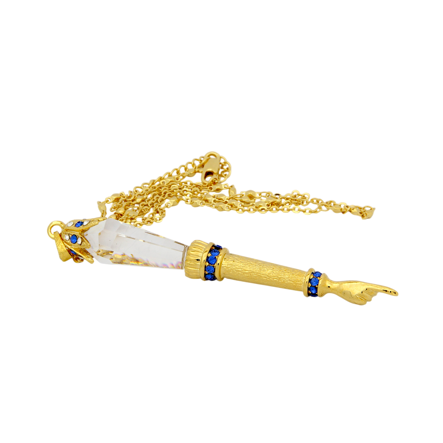 Crystal Torah Pointer Small - Gold plated - Sapphire