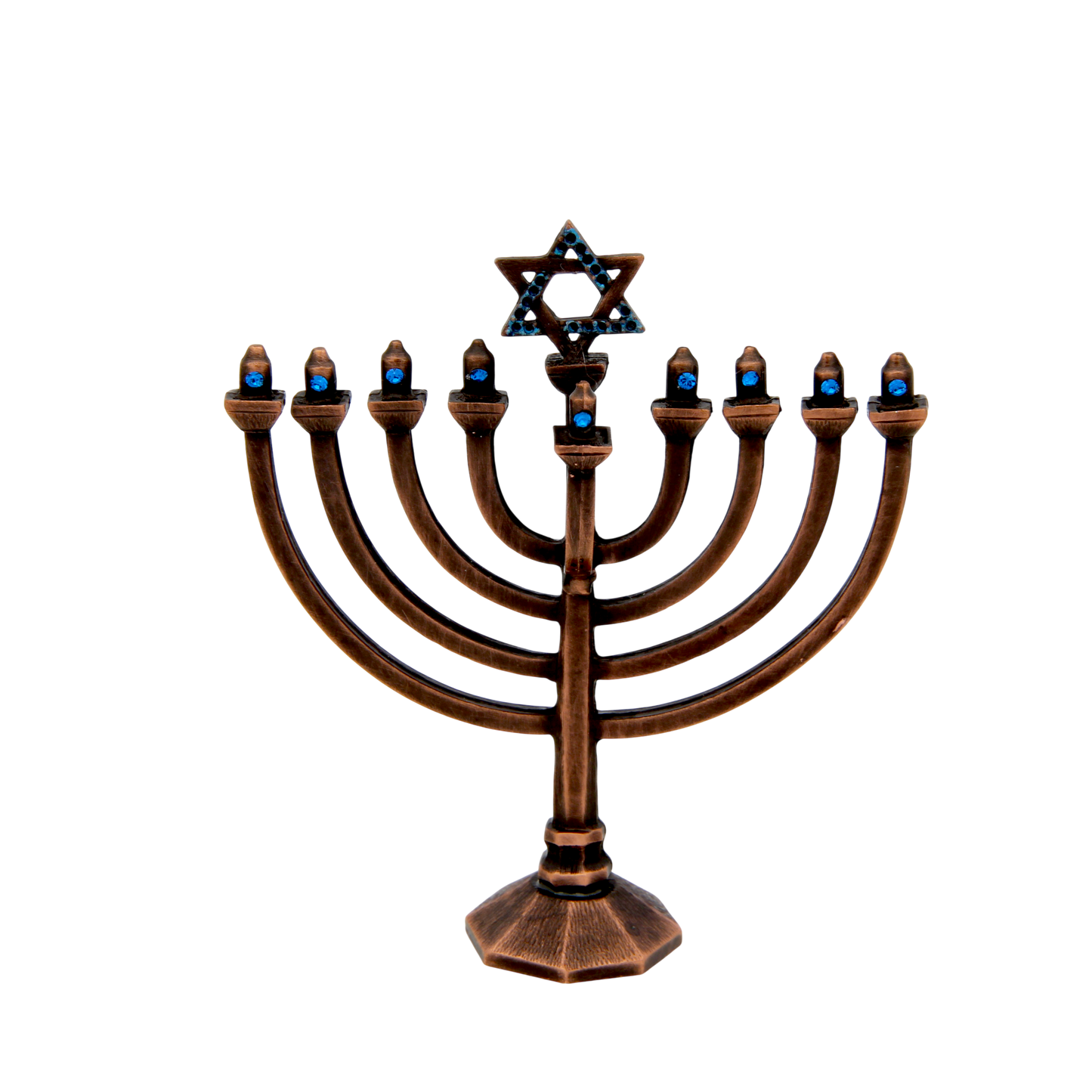 Crystal Mini-Chanukiah - Old Copper - Capri Blue