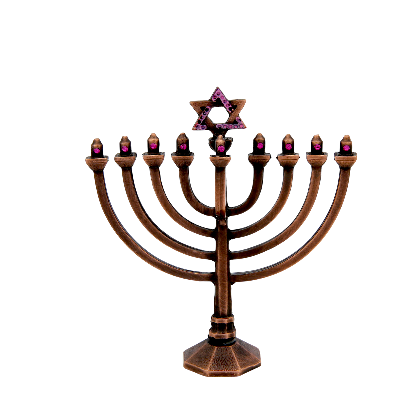 Crystal Mini-Chanukiah - Old Copper - Fuchsia