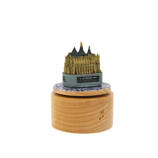 Otočná hrací skříňka - miniatura chrámu sv. Barbory v Kutné Hoře