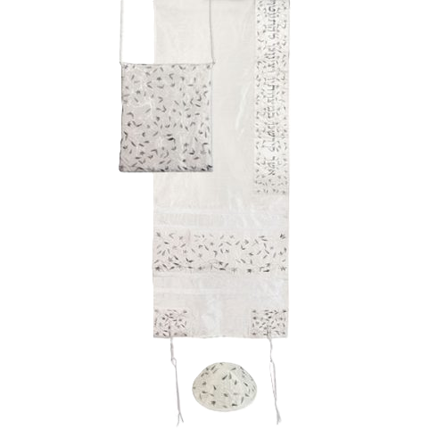Talitový set Emanuel - stříbrné květy