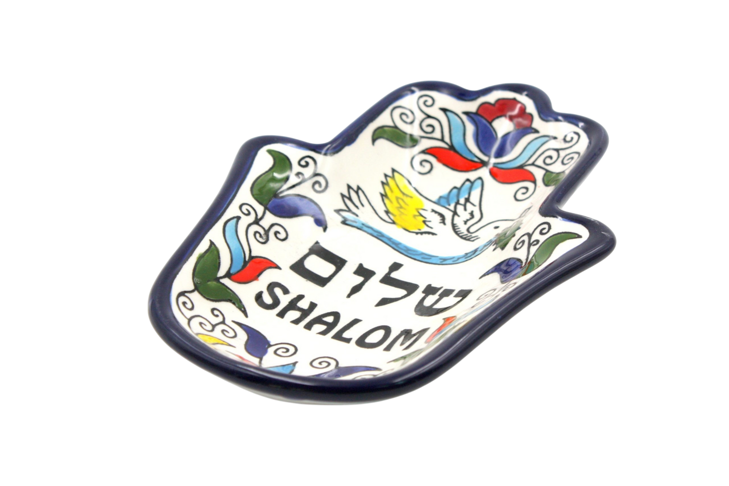 Arménská keramika Hamsa miska - Shalom