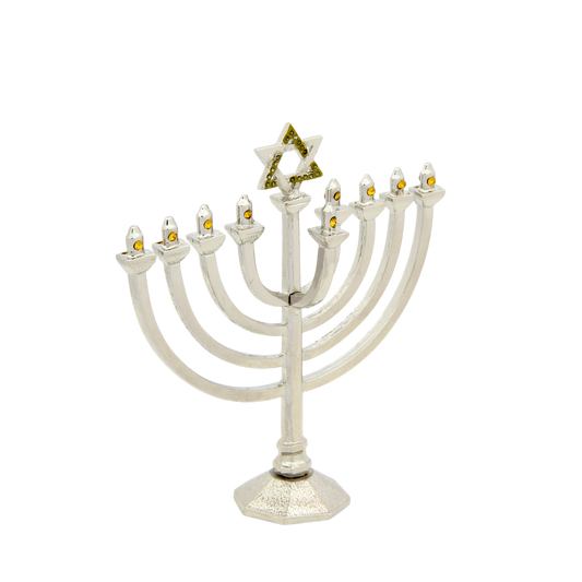 Crystal Mini-Chanukiah - Silver plated - Topaz