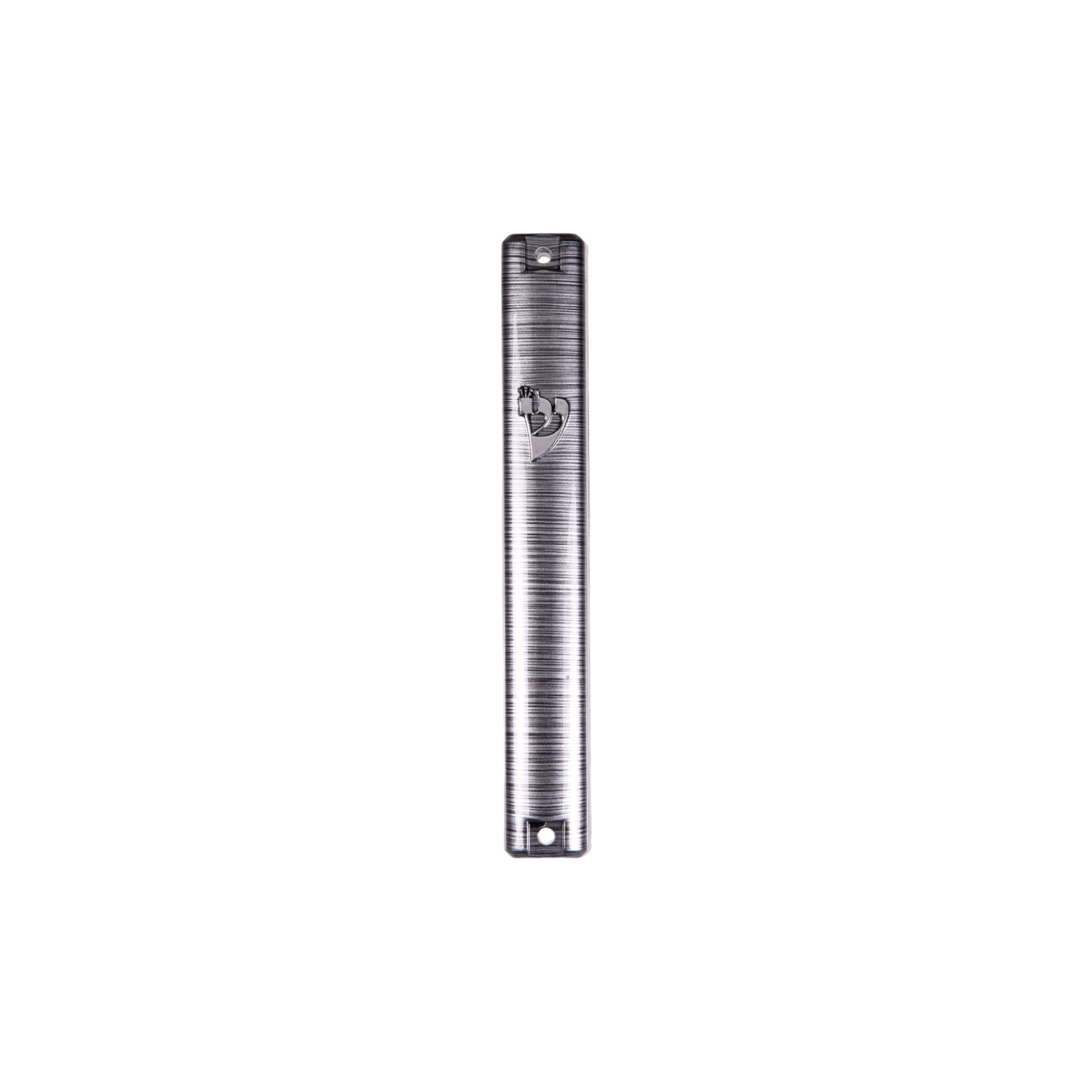 Plastic Mezuzah - Metallic Gray Striped