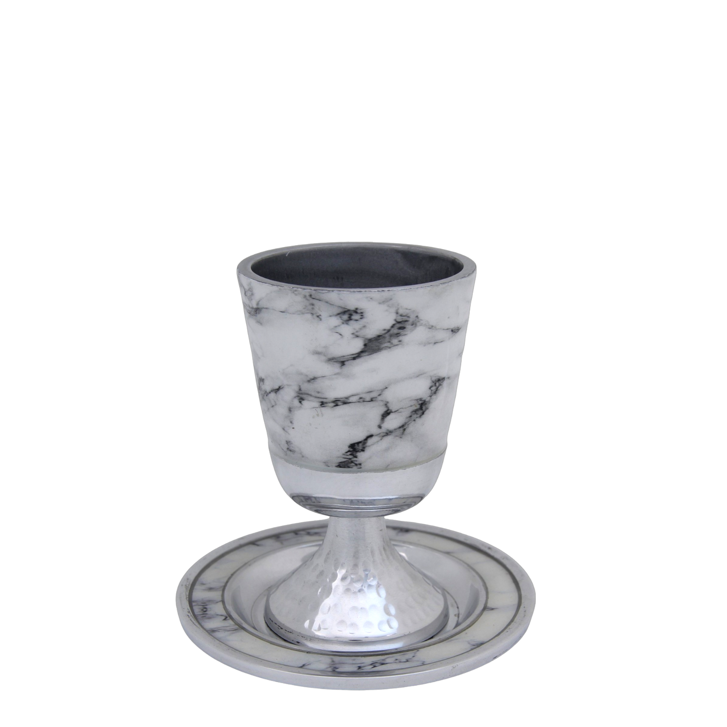 Aluminum Kiddush Cup - White Marble