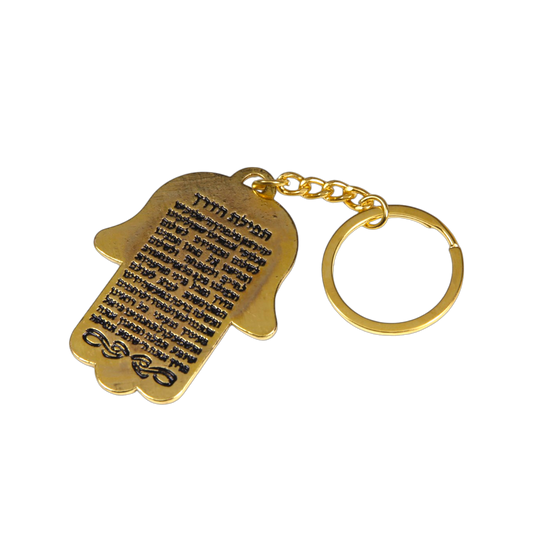 Metal Hamsa Keychain - Golden Colour - Pink Black