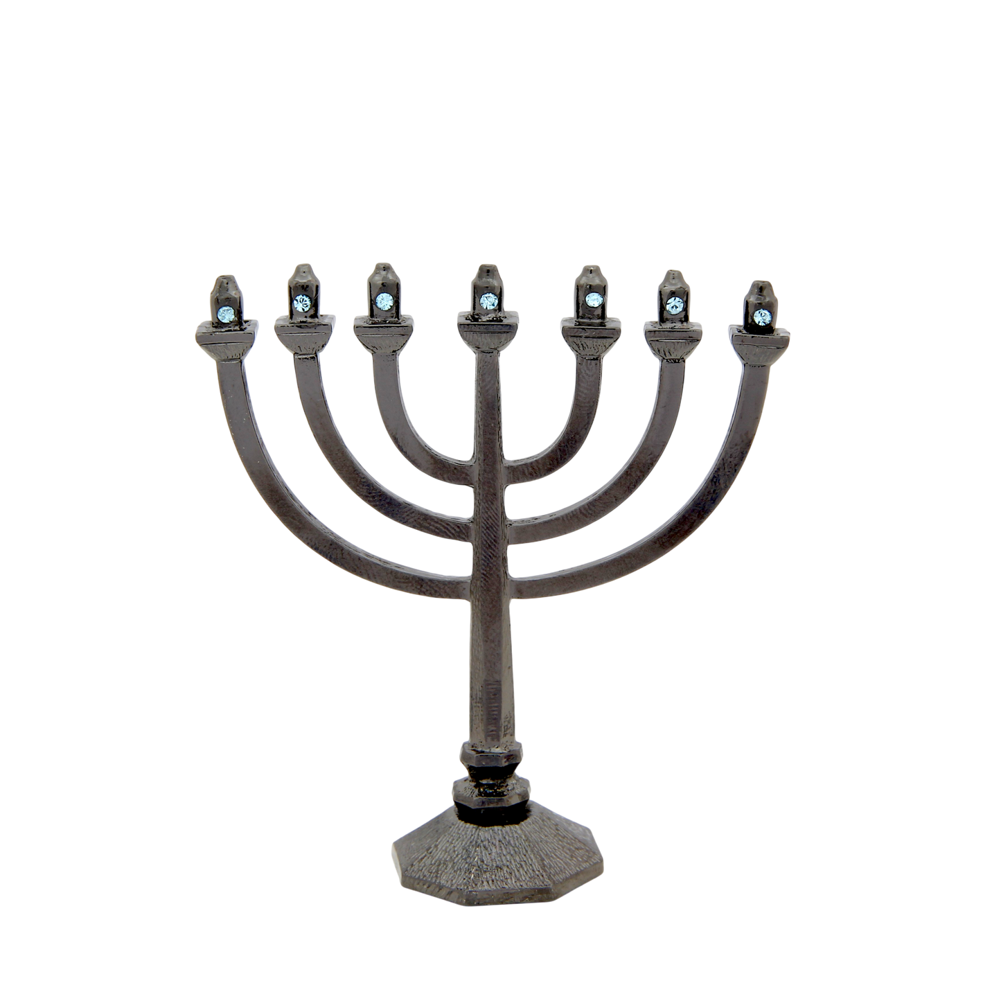 Crystal Mini-Menorah - Anthracite - Aquamarine