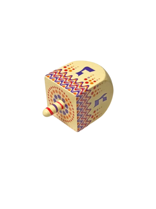 Wooden Dreidel - Funny Motifs - Beige