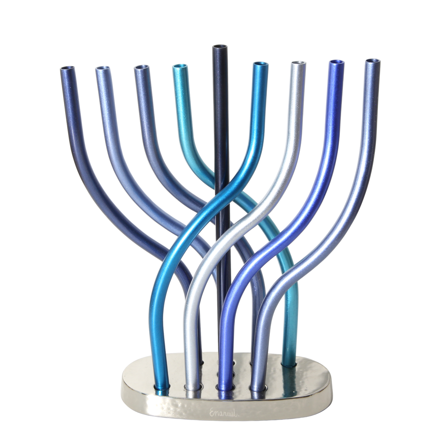 Chanukový svícen Emanuel - modré plameny - velká