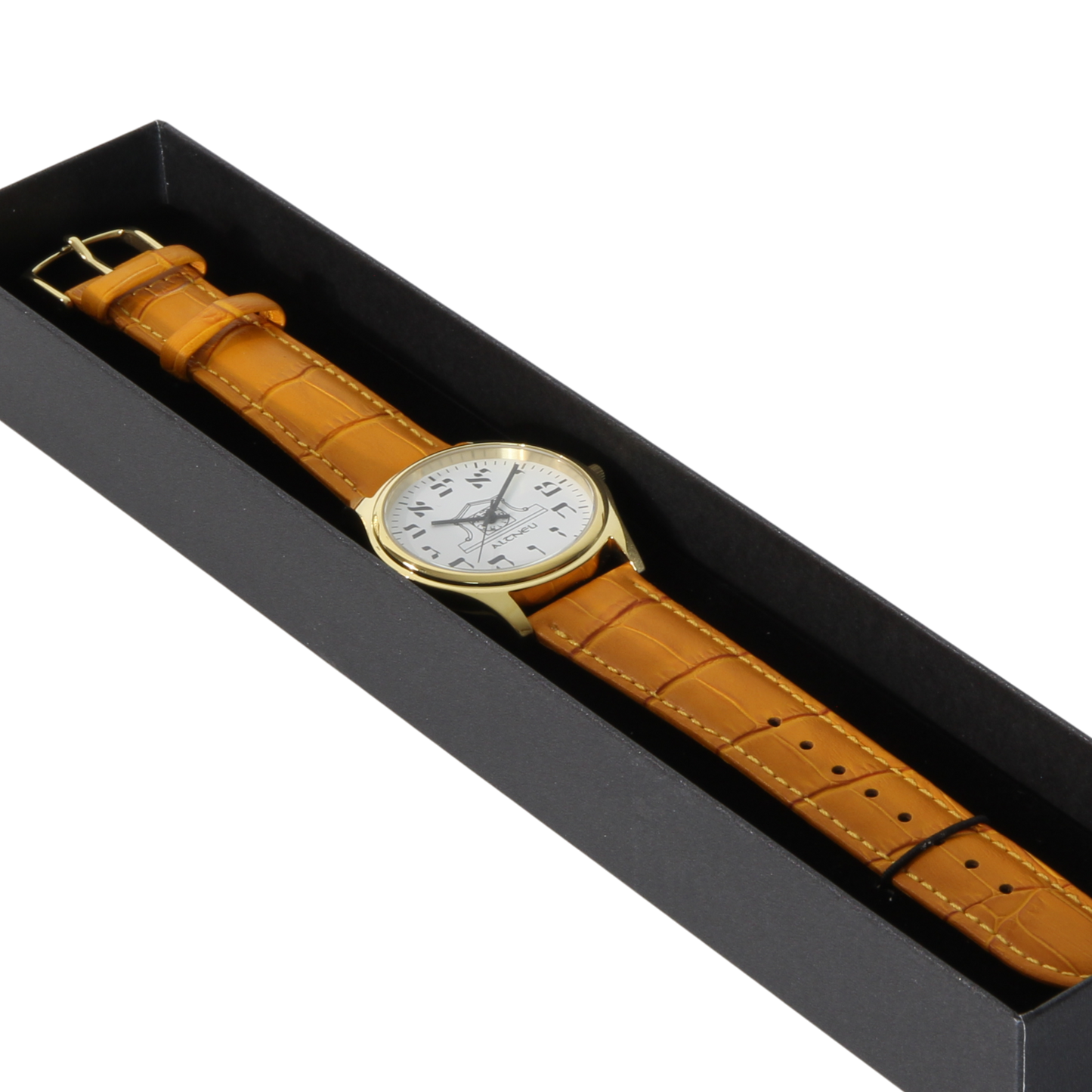 Mens Altneu Hebrew Backwards Watch - Caramel Brown