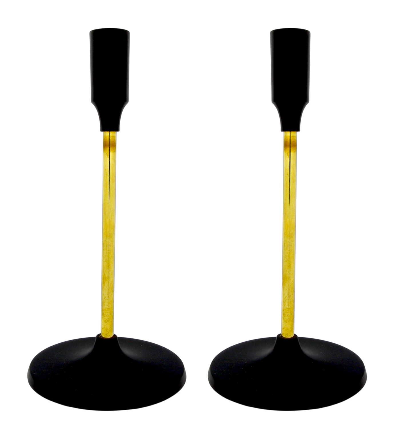 Shabbat candlesticks - Shiny Black-Gold Finish