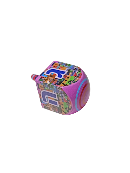 Wooden Dreidel - Jerusalem - Purple