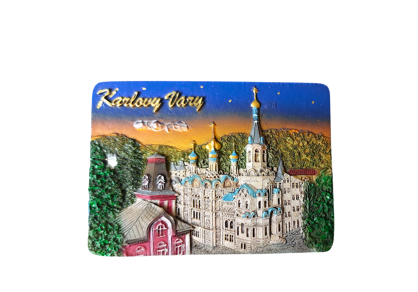 Keramický magnet - Karlovy Vary - Pravoslavný kostel sv. Petra a Pavla