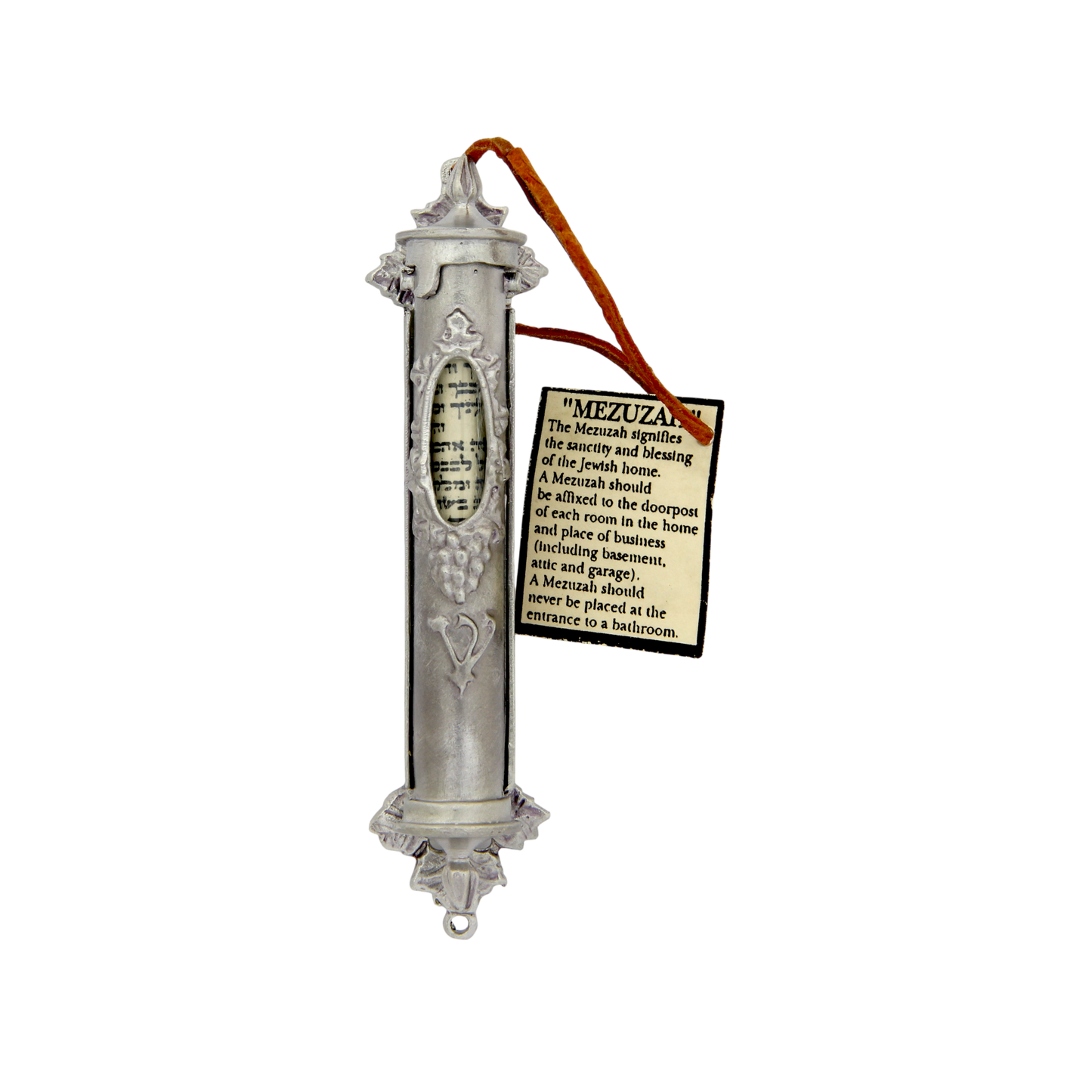 Tin Mezuzah - Floral motif with Shin