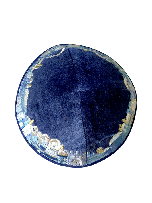 Kippah Emanuel - Velvet - Embroidered - Jerusalem
