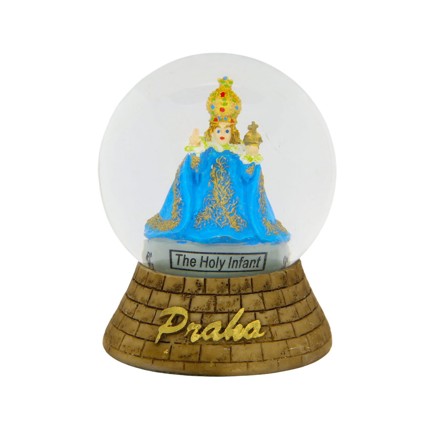 Snow globe with Infant Jesus in blue robe – Prague Judaica. - Large - Prague Judaica
