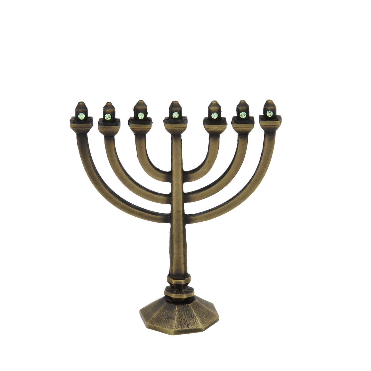 Crystal Mini-Menorah - Old Brass - Olivine
