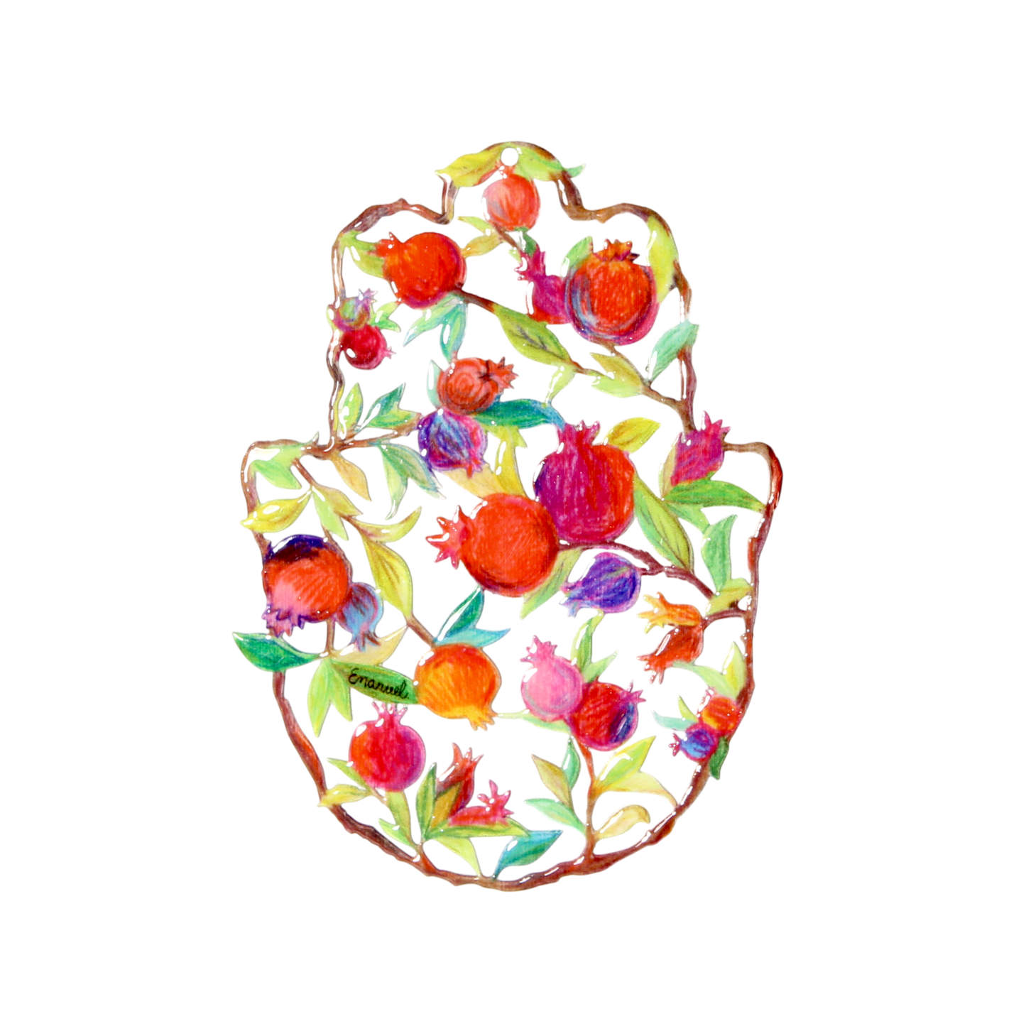 Medium Hamsa wall hanging Emanuel - Pomegranates