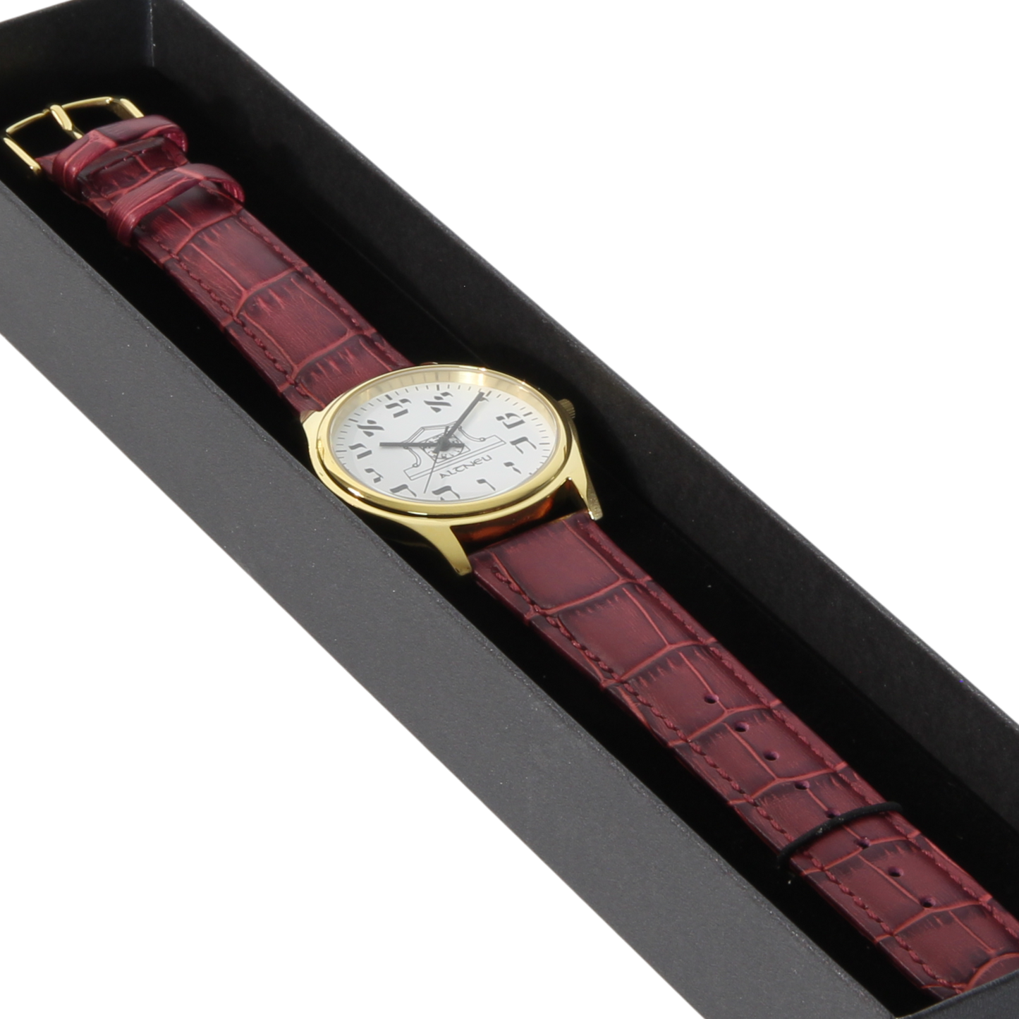 Mens Altneu Hebrew Backwards Watch - Burgundy