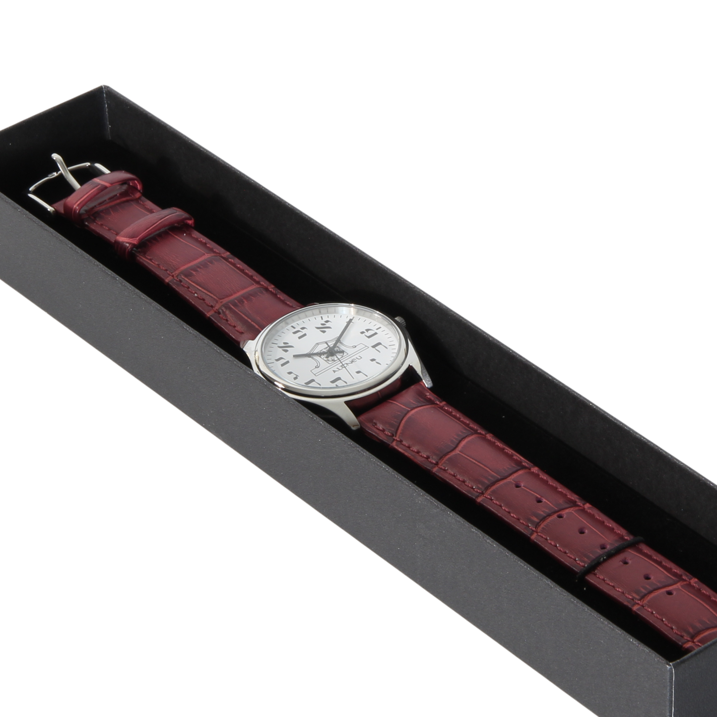 Mens Altneu Hebrew Backwards Watch - Burgundy