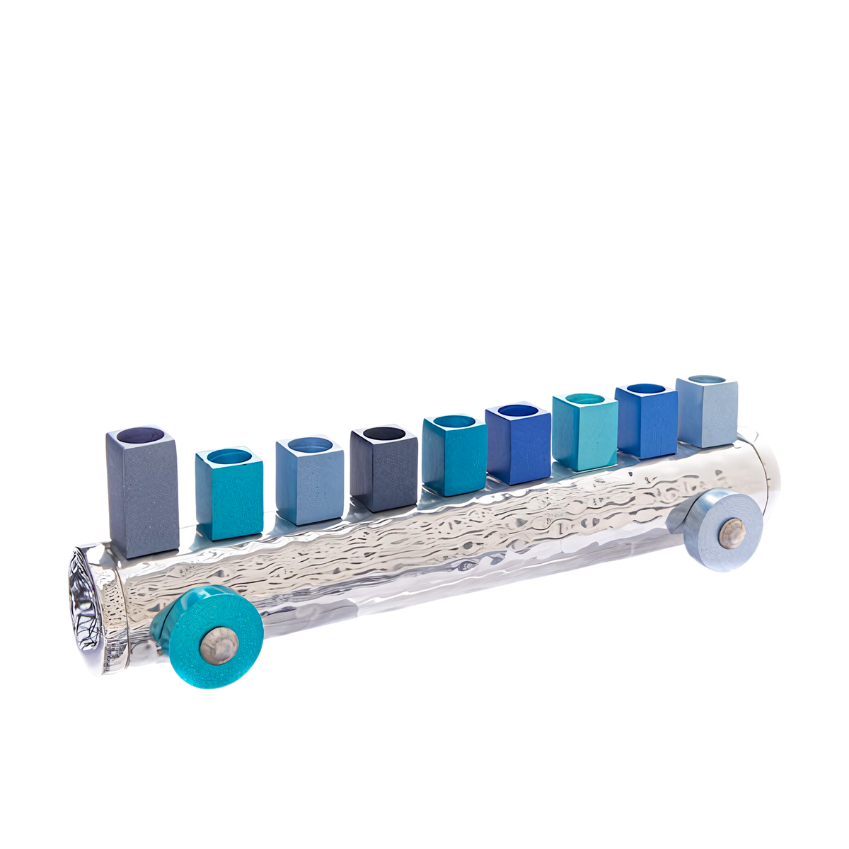 Chanukiah Menorah Emanuel - Small Blue Train