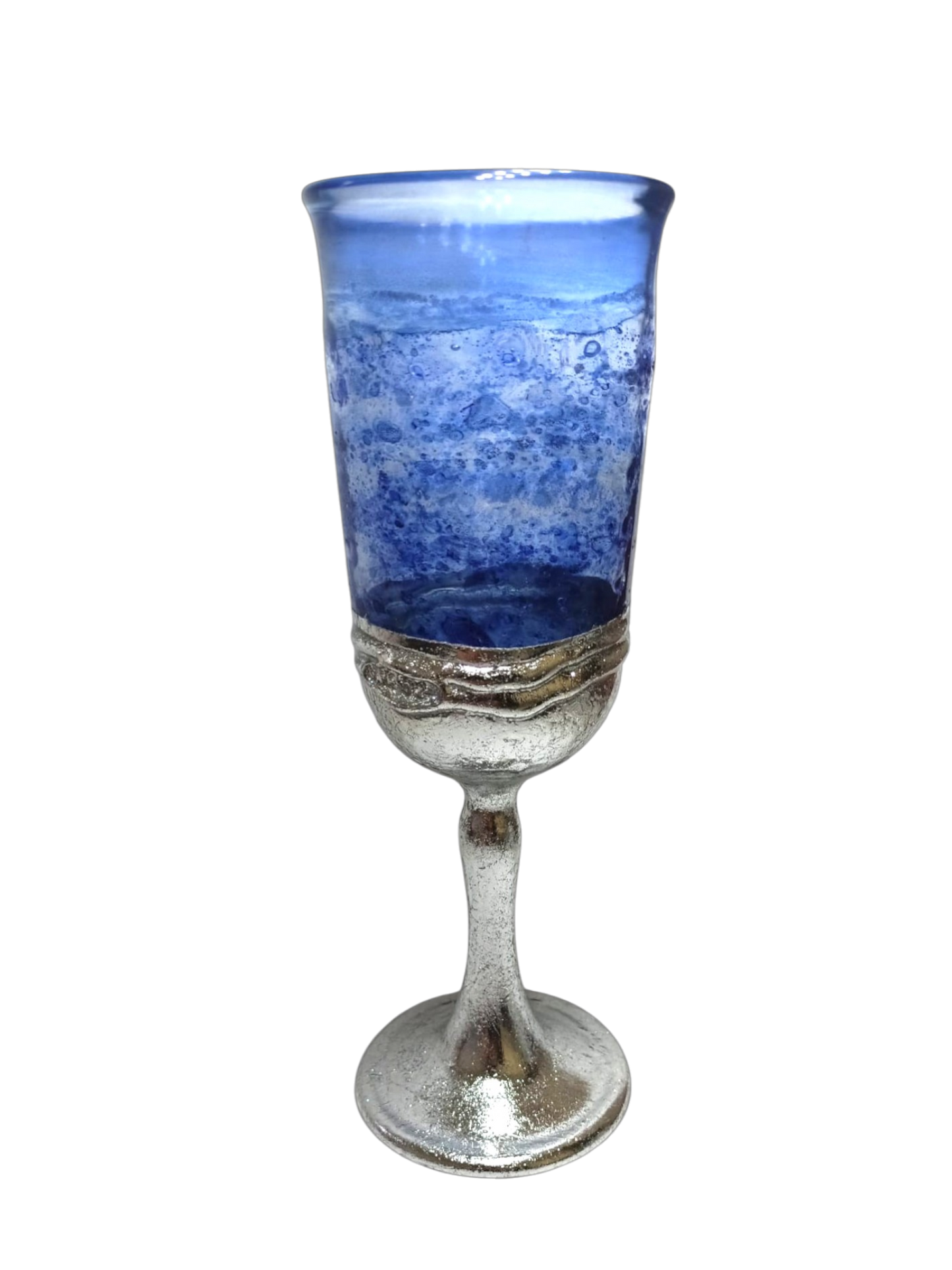 Kiddush Cup - Sherman Sterling Silver with Murano Glass - Blue