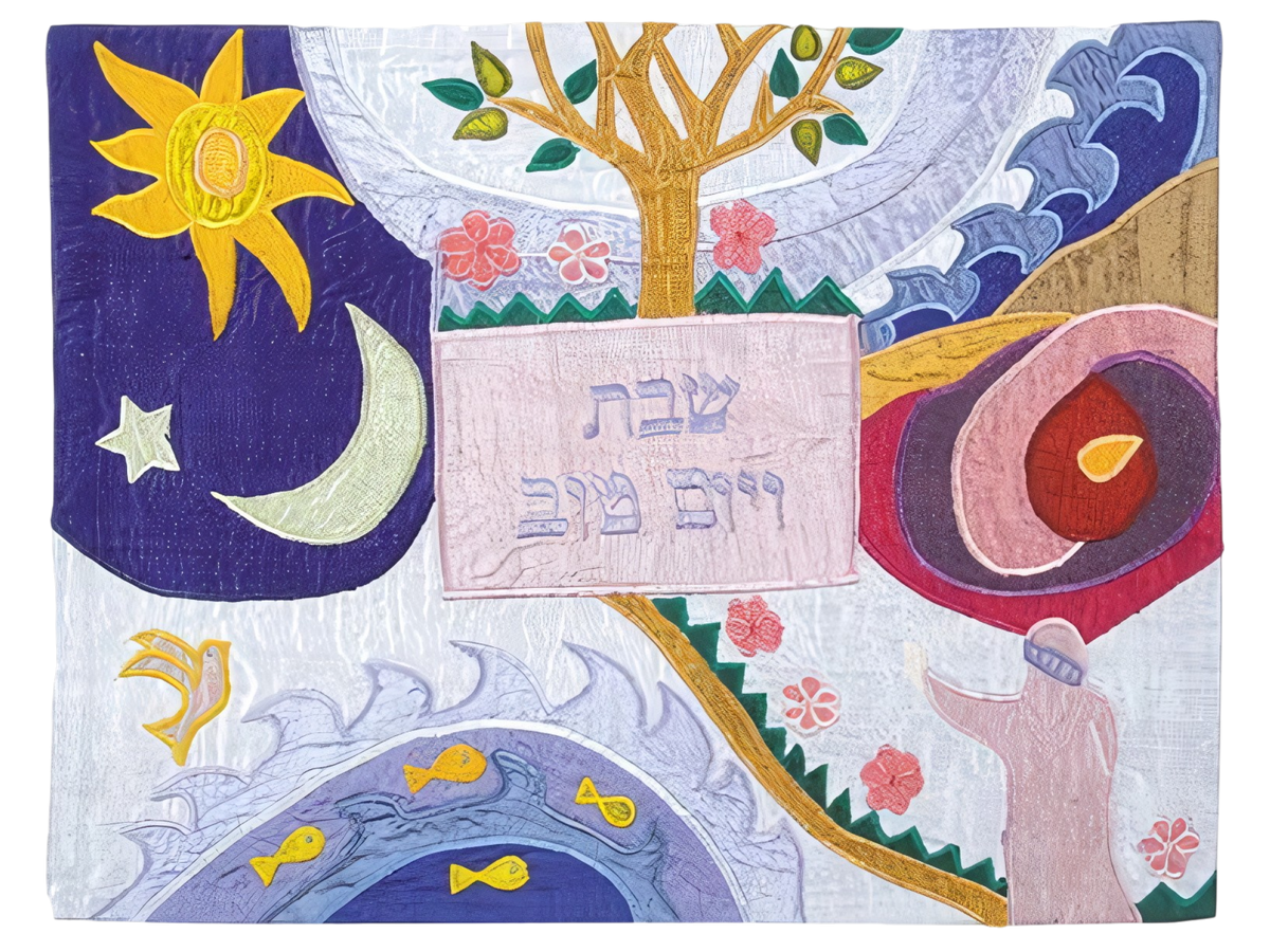 Challah Cover Embroidered with Raw Silk - The Creation