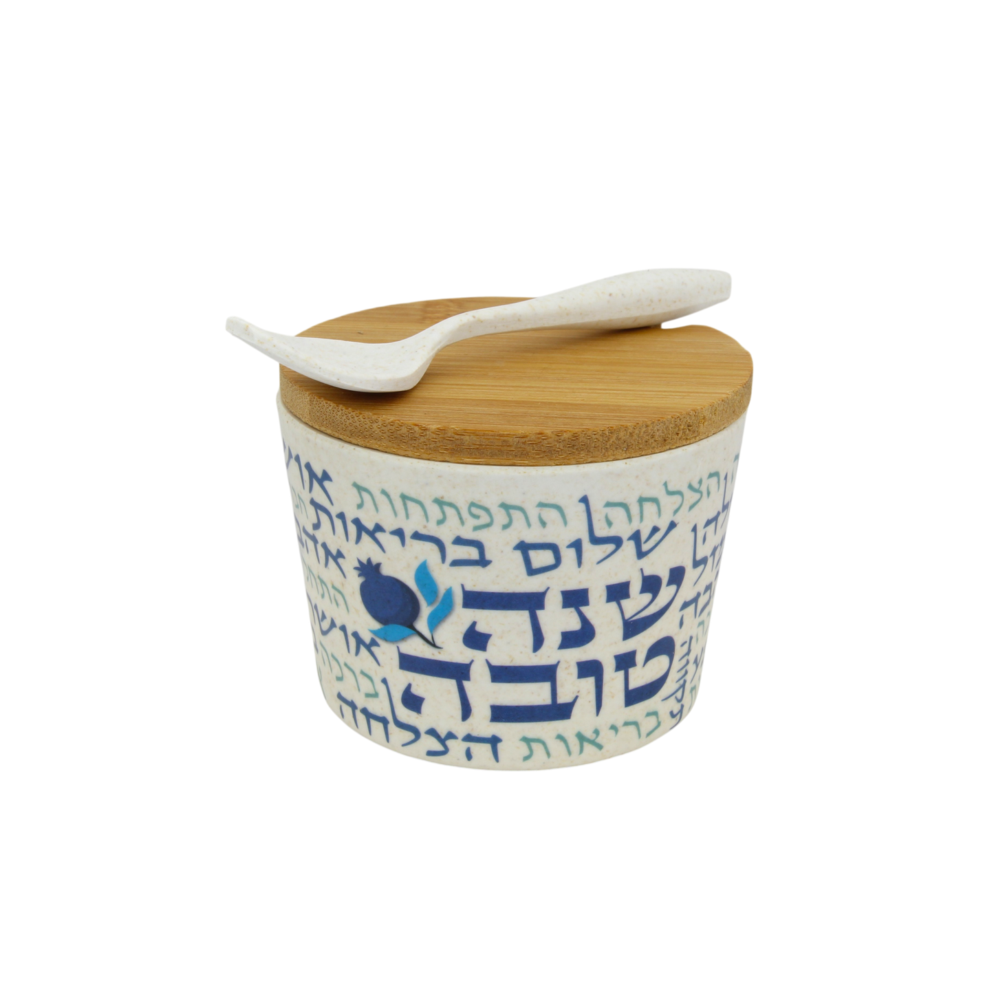 Bamboo Honey Dish "Shana Tovah" - Blue