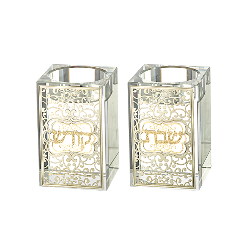 Crystal Shabbat Candlestick - Ornaments Metal Plaque