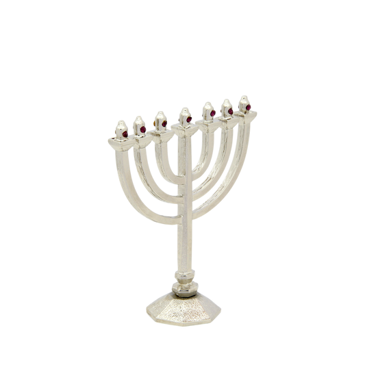 Crystal Mini-Menorah - Silver plated - Amethyst