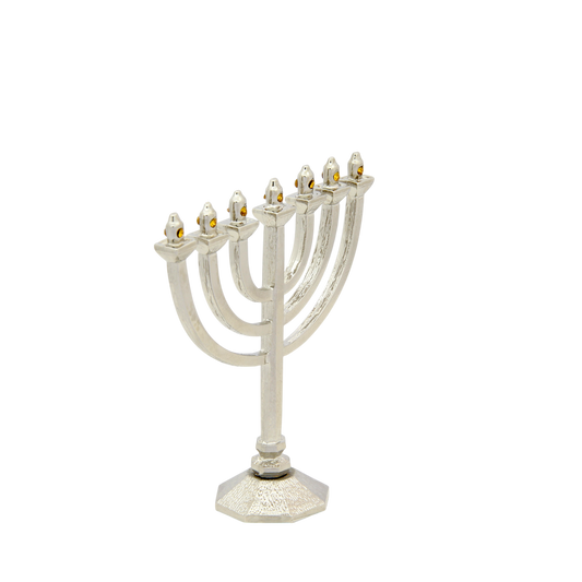Crystal Mini-Menorah - Silver plated - Topaz