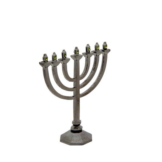 Crystal Mini-Menorah - Anthracite - Olivine