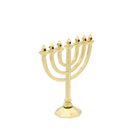 Crystal Mini-Menorah - Gold plated - Amethyst
