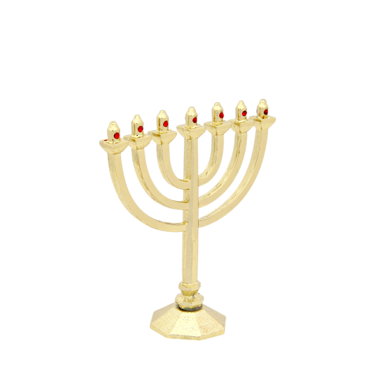Crystal Mini-Menorah - Gold plated - Light Siam
