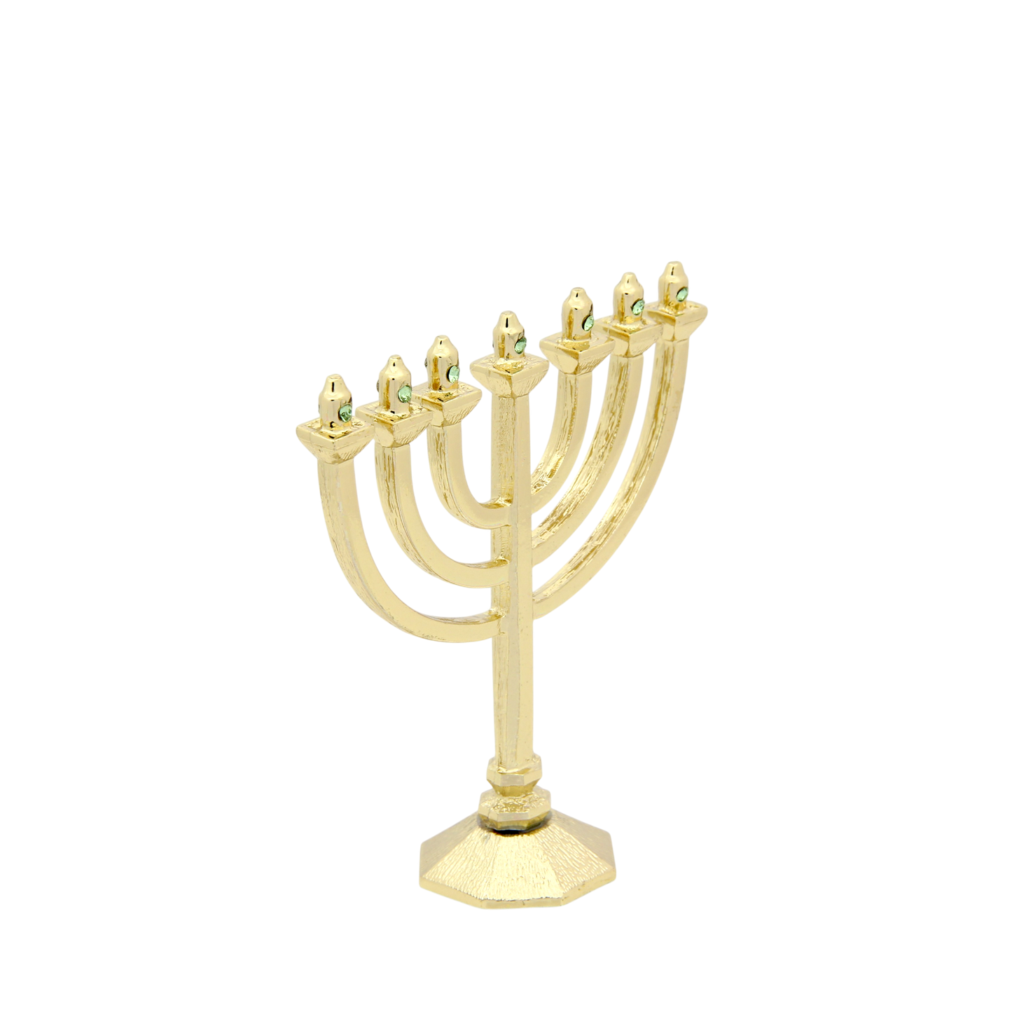 Crystal Mini-Menorah - Gold plated - Peridot