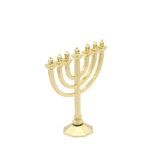 Crystal Mini-Menorah - Gold plated - Peridot