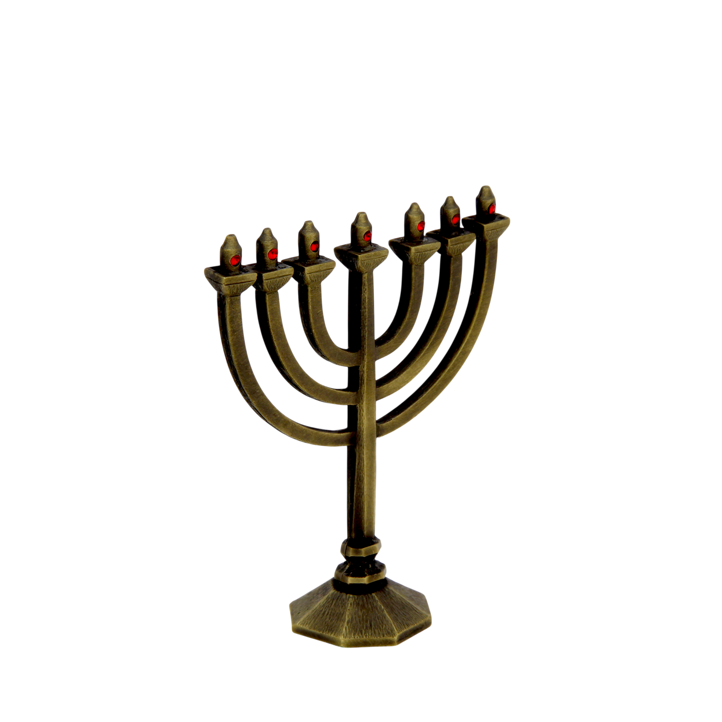 Crystal Mini-Menorah - Old Brass - Light Siam