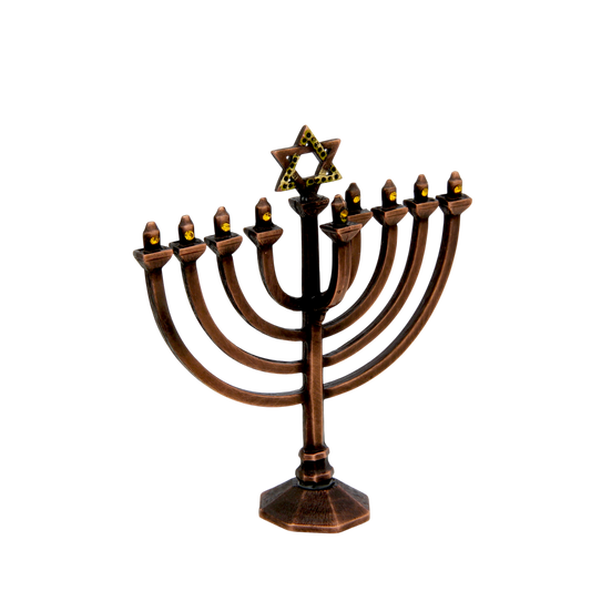 Crystal Mini-Chanukiah - Old Copper - Topaz