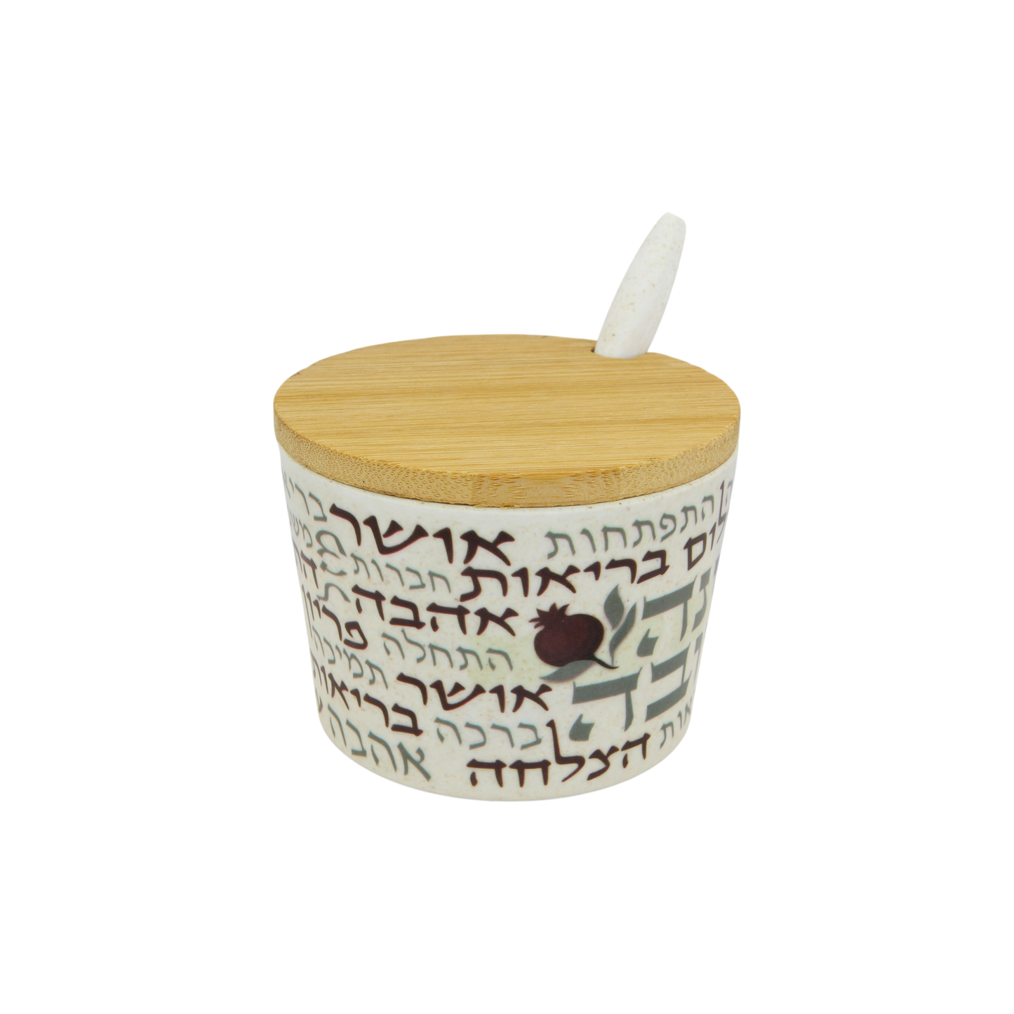 Bamboo Honey Dish "Shana Tovah" - Brown Gray