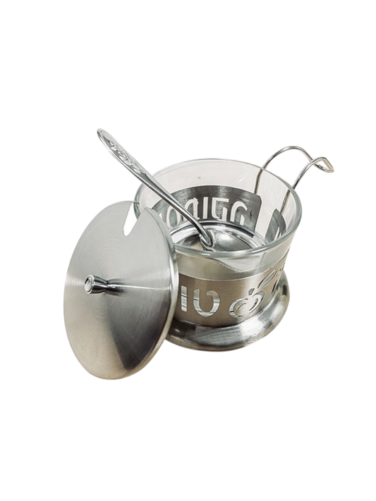 Stainless Steel Honey Dish "Shana Tovah" - Laser Cut