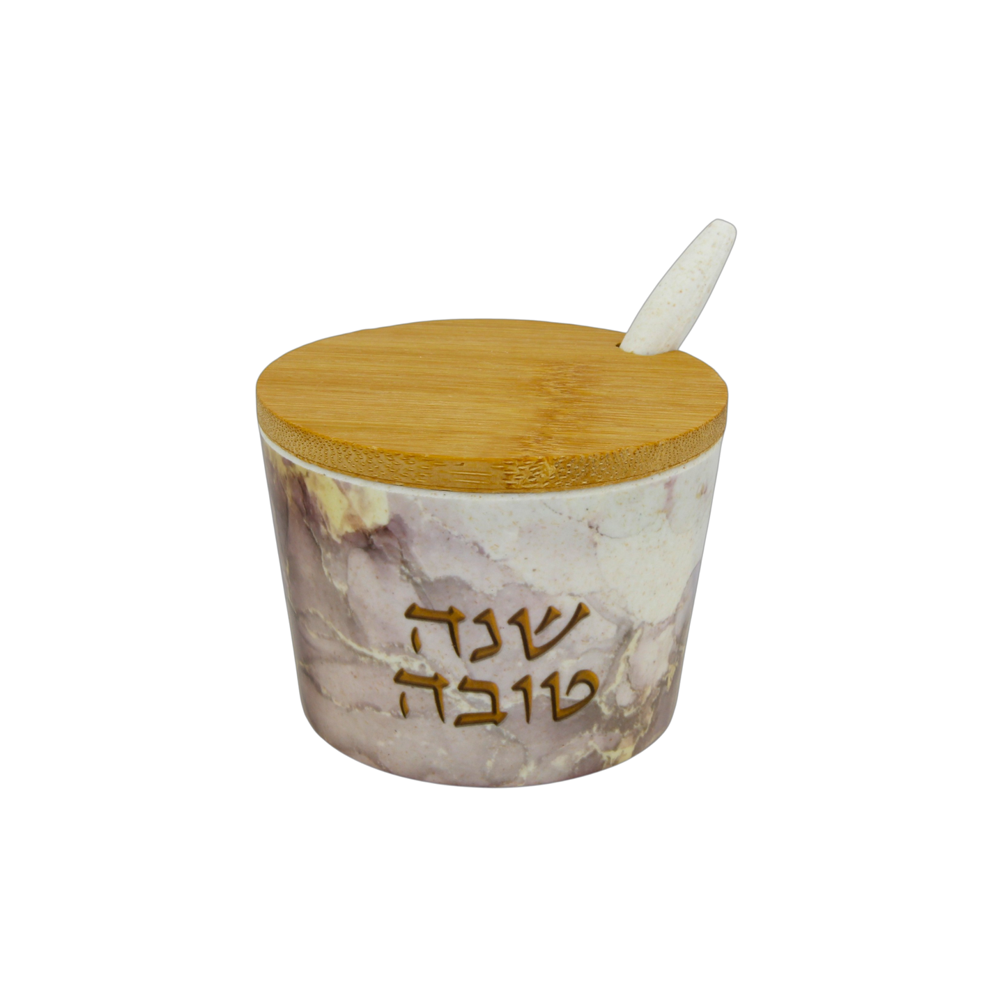 Bamboo Honey Dish "Shana Tovah" - Wine Marble