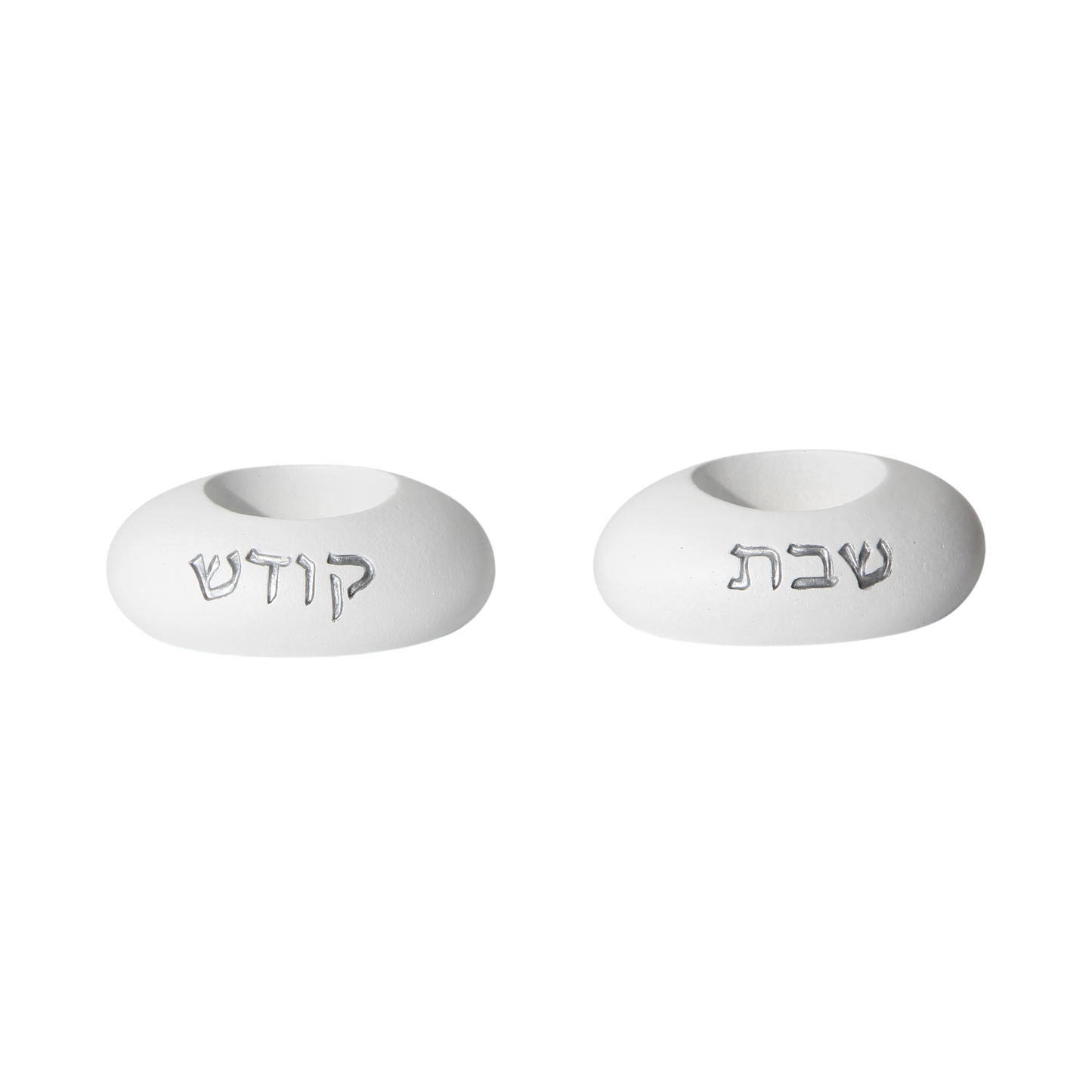 "Cement" Shabbat Candlestick - White