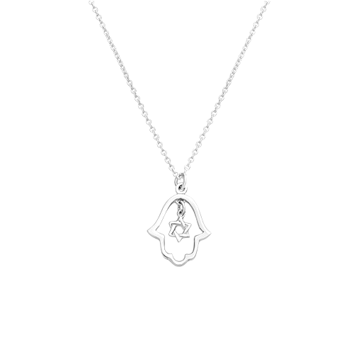 Silver Necklace - Magen David in Hamsa