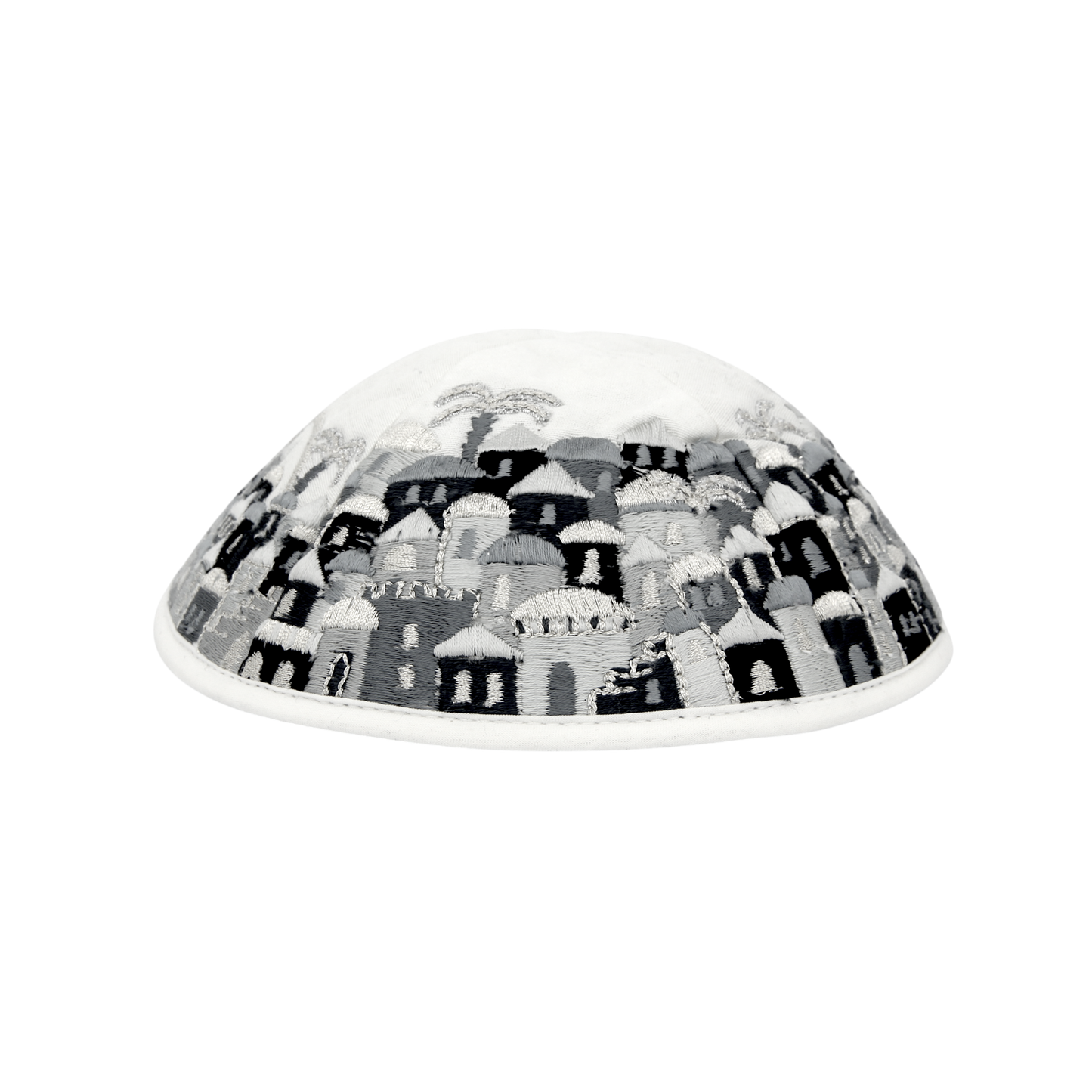 Kippah Emanuel - Embroidered - Full Jerusalem- Black