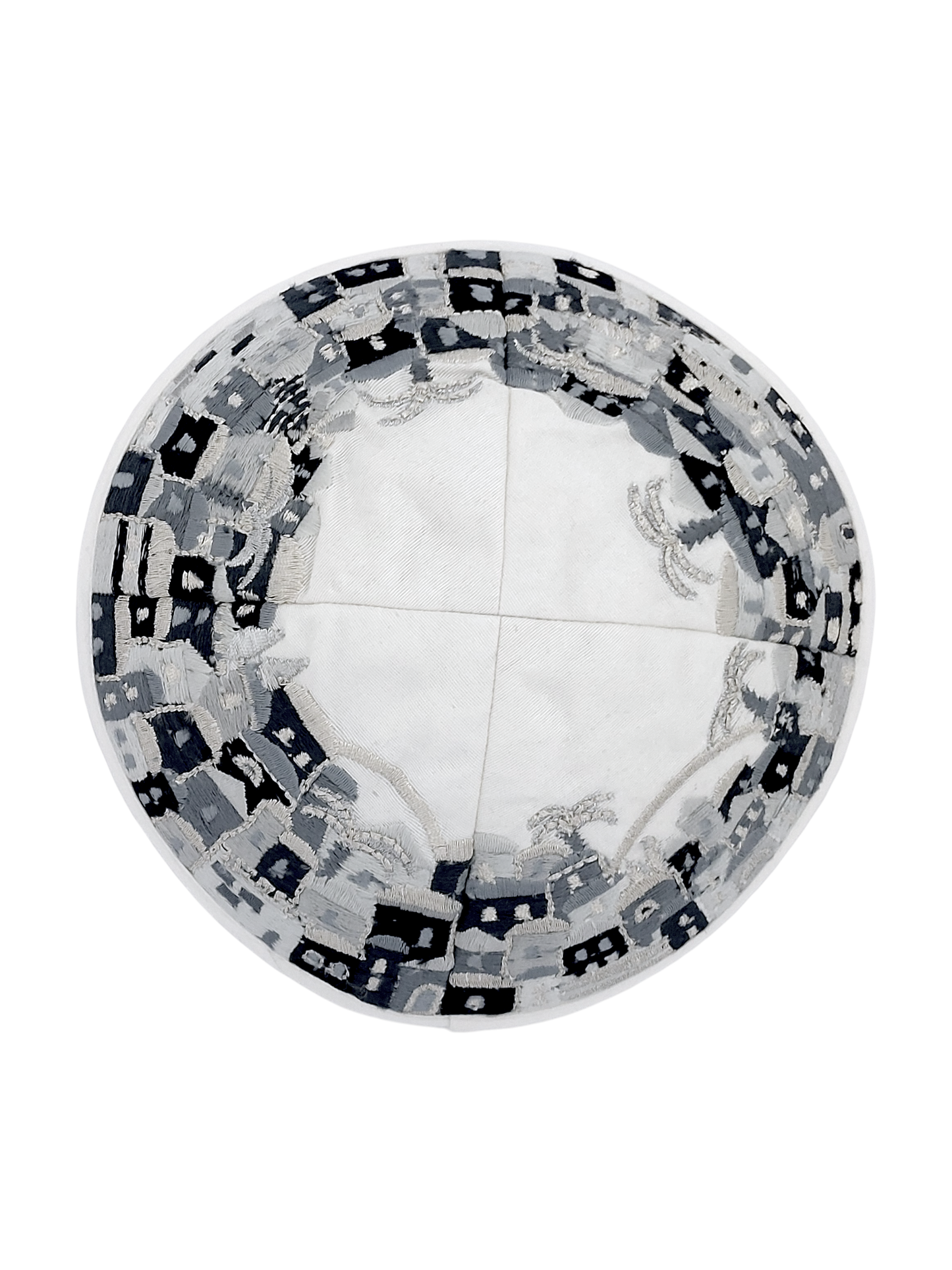 Kippah Emanuel - Embroidered - Full Jerusalem- Black
