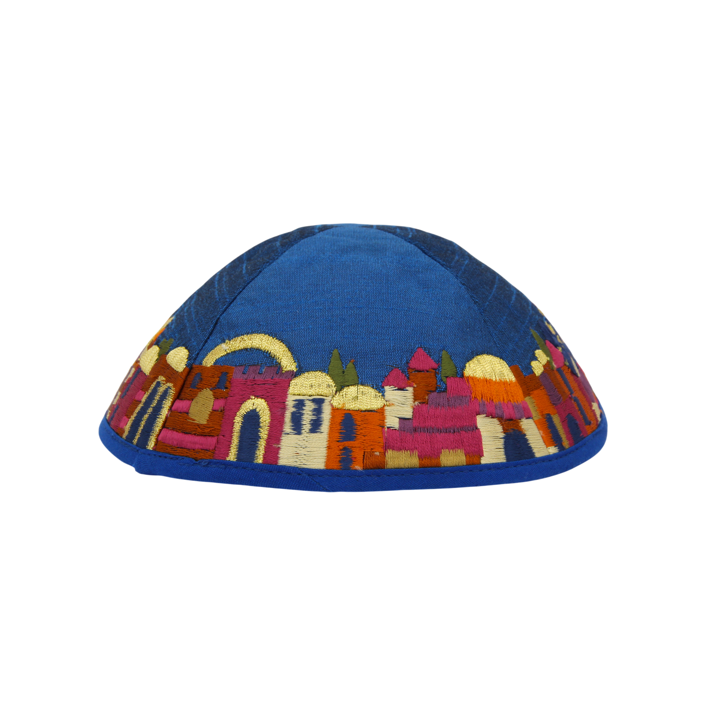 Kippah Emanuel - Embroidered - Jerusalem - Blue