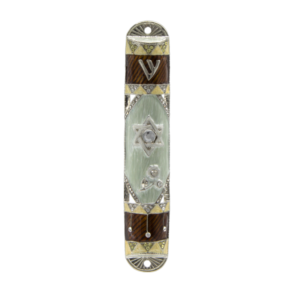 Glazed Mezuzah with Star of David and Shin
