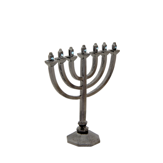 Crystal Mini-Menorah - Anthracite - Aquamarine