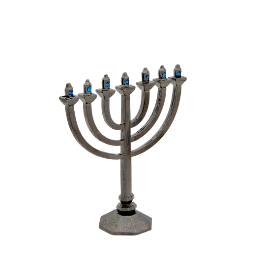 Crystal Mini-Menorah - Anthracite - Capri Blue